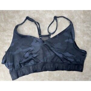 PINK Active Victoria Secret Woman Black Sports Bra SZ LARGE